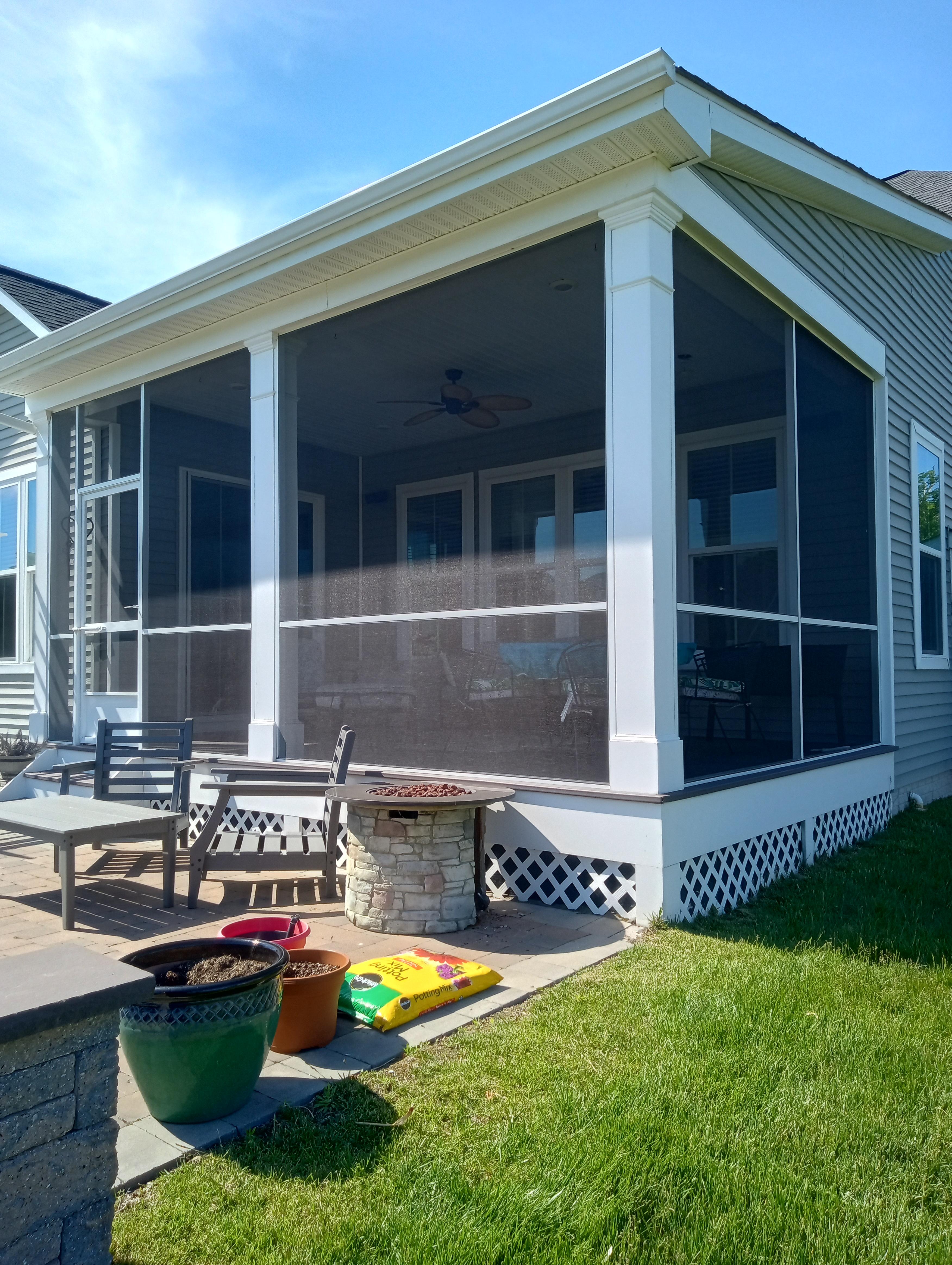 Classic White Post & Beam Screened Porch